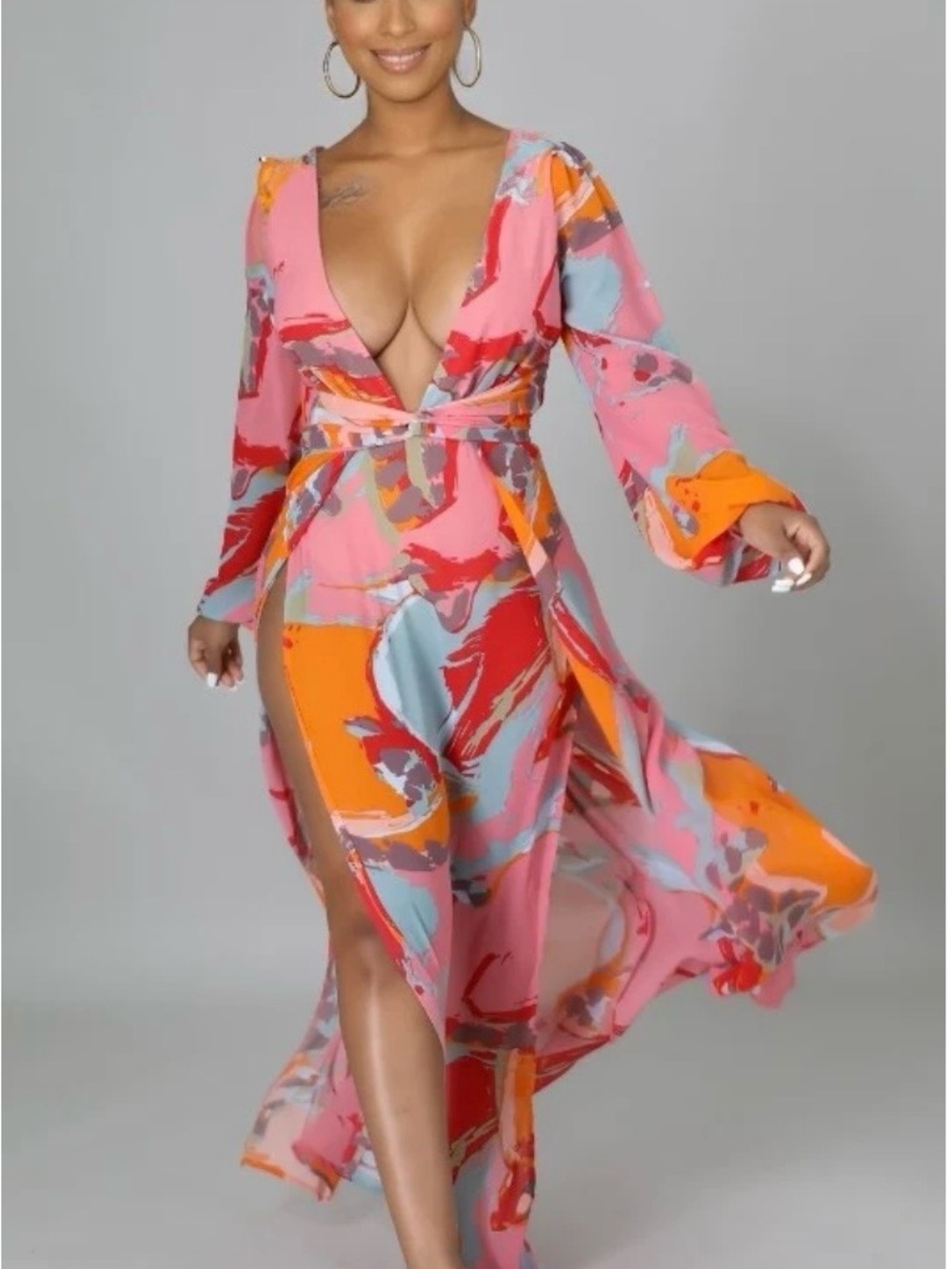 Lilly’s Kloset Glam Whimsy Plunge Maxi Dress